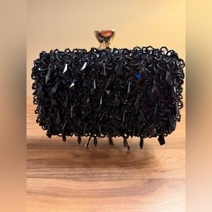 Stunning Hand Beaded Evening Clutch-Black